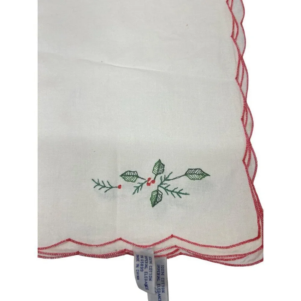 Vintage Cotton Imperial Elegance Christmas Placemat Set With Floral Embroidery &